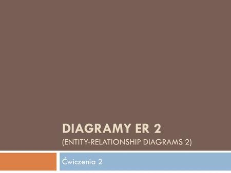 DIAGRAMY ER 2 (ENTITY-RELATIONSHIP DIAGRAMS 2) Ćwiczenia 2.
