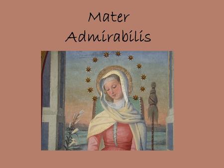 Mater Admirabilis. Maryja zachowywała w swym sercu wszystkie te słowa.