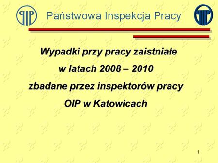 w latach 2008 – 2010 zbadane przez inspektorów pracy OIP w Katowicach