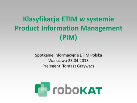 Klasyfikacja ETIM w systemie Product Information Management