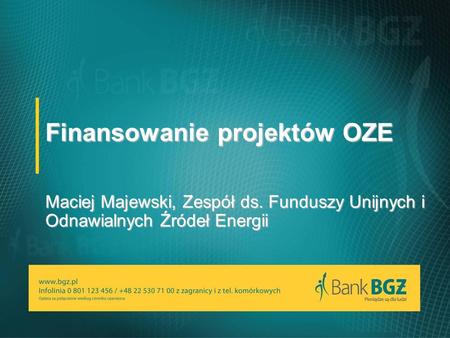 Finansowanie projektów OZE