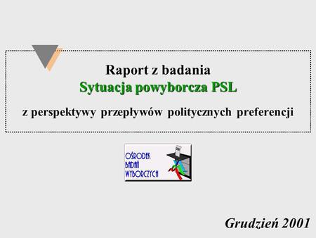 Raport z badania Sytuacja powyborcza PSL z perspektywy przepływów politycznych preferencji Grudzień 2001.