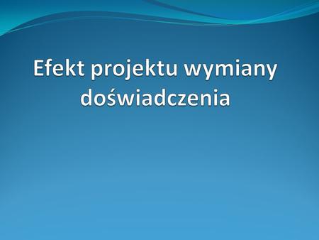 Efekt projektu wymiany doświadczenia