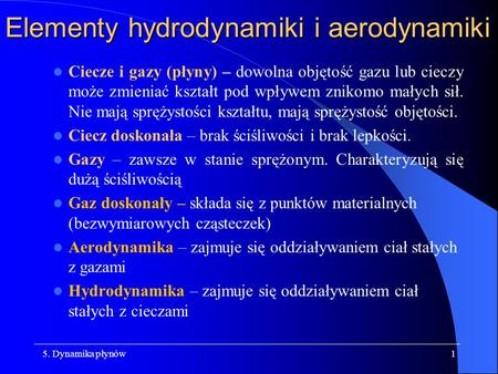 Elementy hydrodynamiki i aerodynamiki