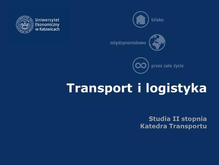 Transport i logistyka Studia II stopnia Katedra Transportu.