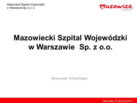 Mazowiecki Szpital Wojewódzki w Warszawie Sp. z o.o.