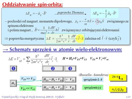 Wojciech Gawlik – Wstęp do Fizyki Atomowej, 2009/10, Wykład 41/13 – pochodzi od magnet. momentu dipolowego, związanego ze spinem elektronu i polem magnet.,