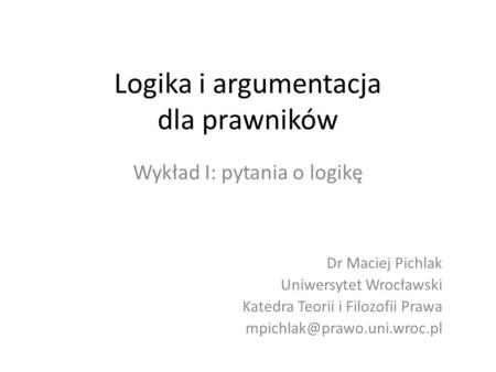 Logika i argumentacja dla prawników