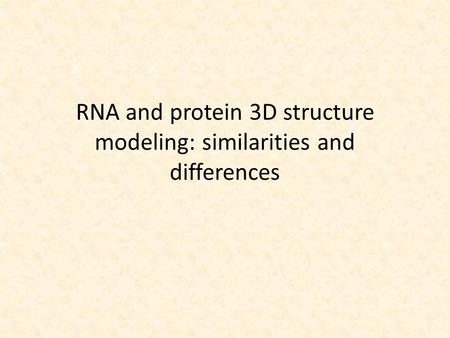 RNA and protein 3D structure modeling: similarities and differences.