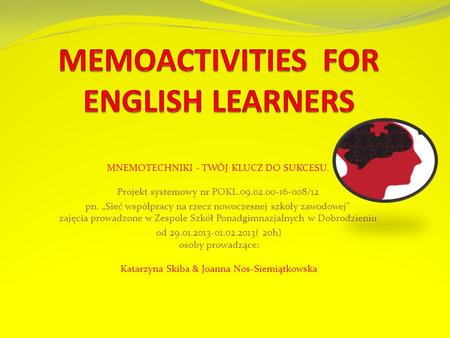 MEMOACTIVITIES FOR ENGLISH LEARNERS