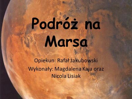 Opiekun: Rafał Jakubowski Wykonały: Magdalena Kaja oraz Nicola Lisiak