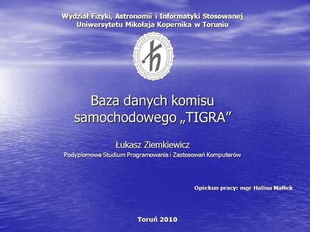 Baza danych komisu samochodowego „TIGRA”