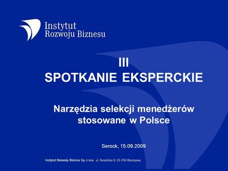 III SPOTKANIE EKSPERCKIE