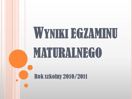 W YNIKI EGZAMINU MATURALNEGO Rok szkolny 2010/2011.