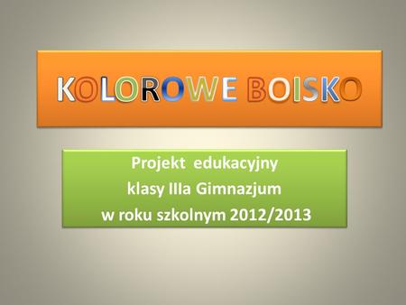 Projekt edukacyjny klasy IIIa Gimnazjum w roku szkolnym 2012/2013