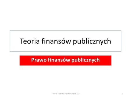 Teoria finansów publicznych