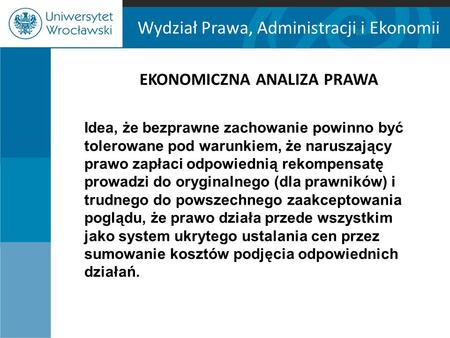 EKONOMICZNA ANALIZA PRAWA