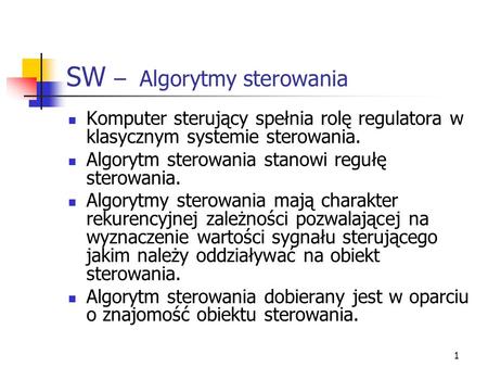 SW – Algorytmy sterowania