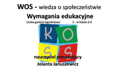 nauczyciel prowadzący Jolanta Januszewicz