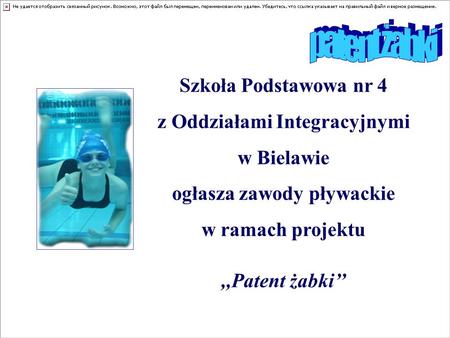 Patent żabki Szkoła Podstawowa nr 4 z Oddziałami Integracyjnymi w Bielawie.