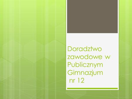 Doradztwo zawodowe w Publicznym Gimnazjum nr 12