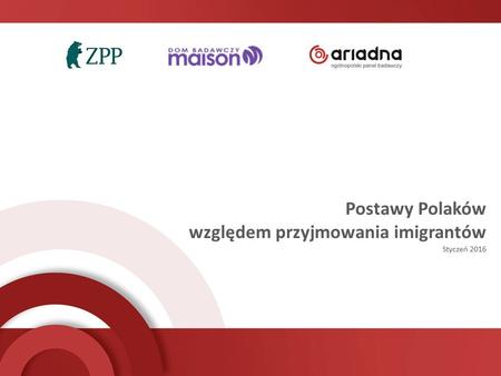 Postawy Polaków względem przyjmowania imigrantów Styczeń 2016.