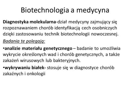 Biotechnologia a medycyna