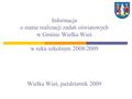 Informacja o stanie realizacji zadań oświatowych w Gminie Wielka Wieś w roku szkolnym 2008/2009 Wielka Wieś, październik 2009.