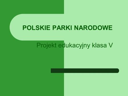 POLSKIE PARKI NARODOWE Projekt edukacyjny klasa V.