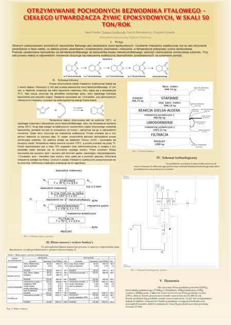 Jakub Fiećko, Tomasz Godlewski, Patryk Derlukiewicz, Wojciech Gomoła I.Wstęp Głównym zastosowaniem pochodnych bezwodnika ftalowego jest utwardzanie żywic.