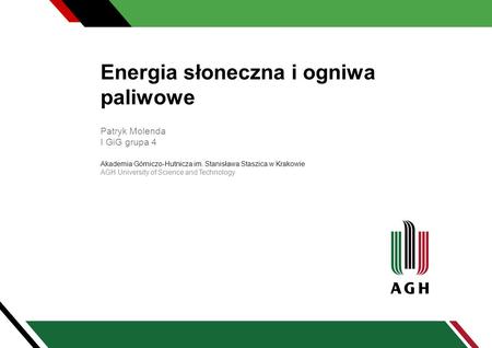 Energia słoneczna i ogniwa paliwowe