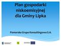 Plan gospodarki niskoemisyjnej dla Gminy Lipka Pomorska Grupa Konsultingowa S.A.
