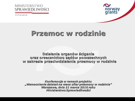 Przemoc w rodzinie Działania organów ścigania oraz orzecznictwo sądów powszechnych w zakresie przeciwdziałania przemocy w rodzinie Konferencja w ramach.