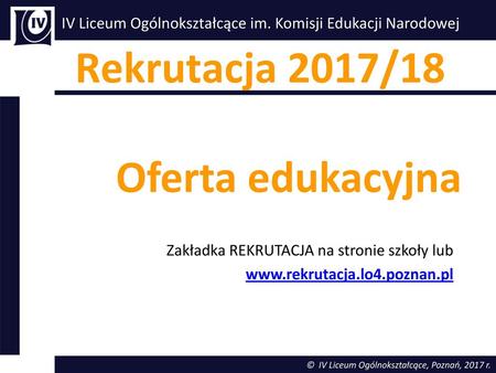 Rekrutacja 2017/18 Oferta edukacyjna