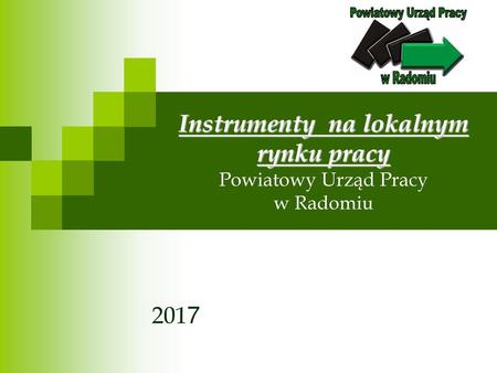 Instrumenty na lokalnym rynku pracy Powiatowy Urząd Pracy w Radomiu