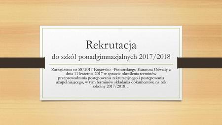 Rekrutacja do szkół ponadgimnazjalnych 2017/2018