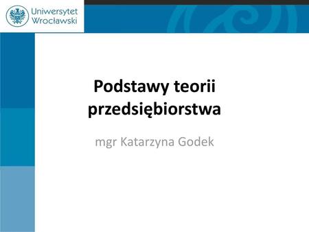 Podstawy teorii przedsiębiorstwa