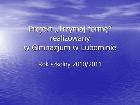 Projekt „Trzymaj formę” realizowany w Gimnazjum w Lubominie