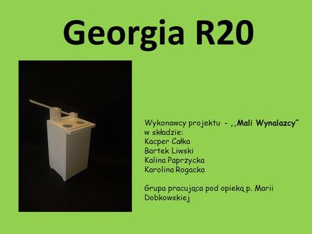 Georgia R20 Wykonawcy projektu - ,,Mali Wynalazcy” w składzie: