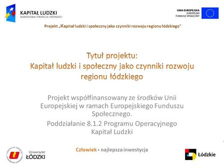 Poddziałanie Programu Operacyjnego Kapitał Ludzki