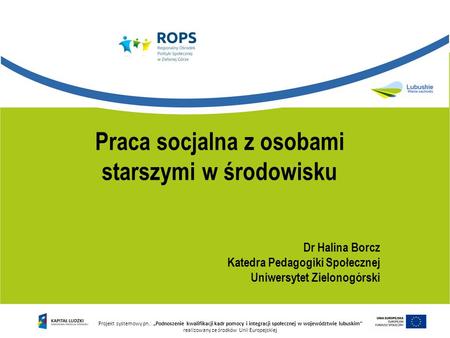 Praca socjalna z osobami starszymi w środowisku