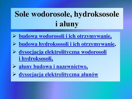 Sole wodorosole, hydroksosole i ałuny