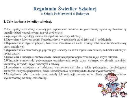 Regulamin Świetlicy Szkolnej