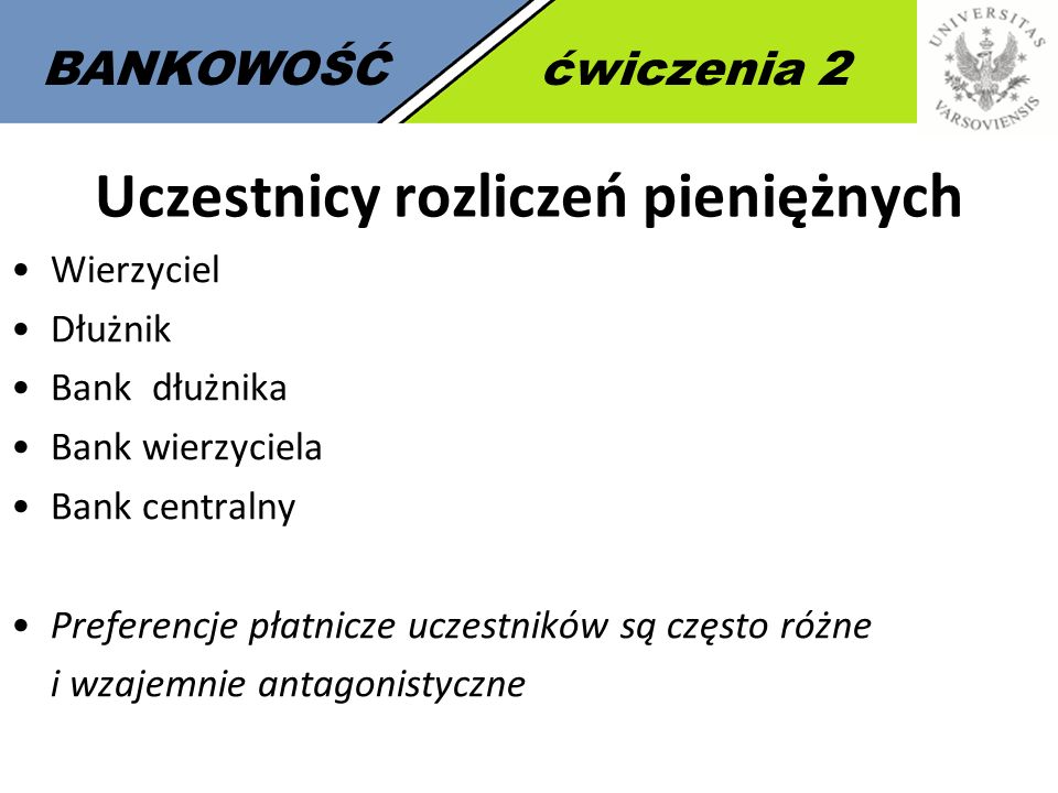 UNIWERSYTET WARSZAWSKI System Płatniczy I Rozliczenia Bezgotówkowe ...