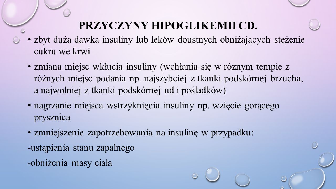 Przyczyny hipoglikemii cd.