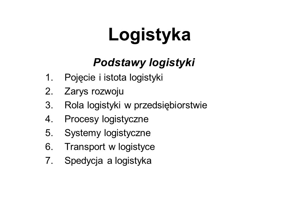 Logistyka Podstawy logistyki Pojęcie i istota logistyki Zarys rozwoju