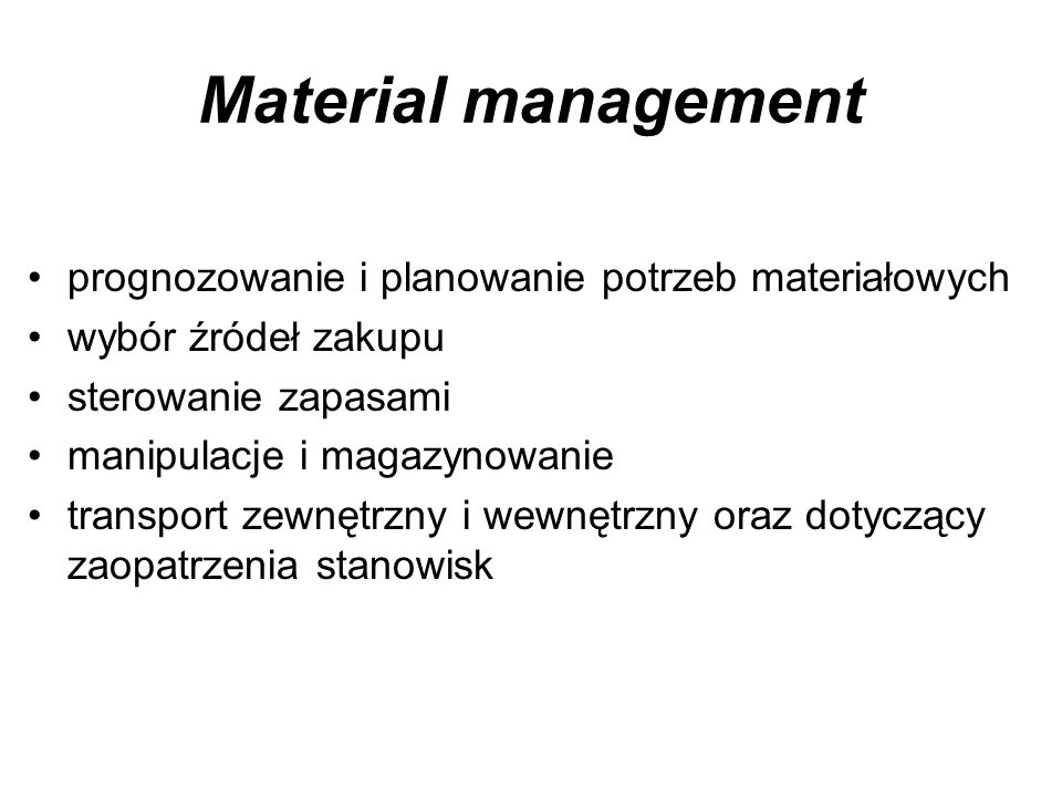 Material management prognozowanie i planowanie potrzeb materiałowych