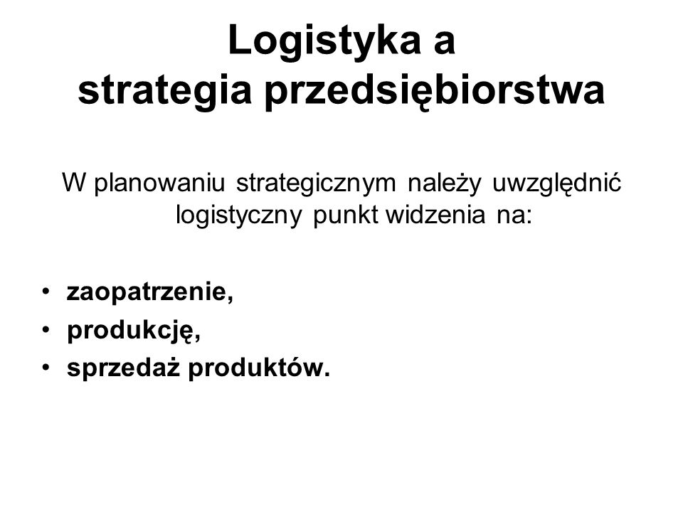 Logistyka a strategia przedsiębiorstwa