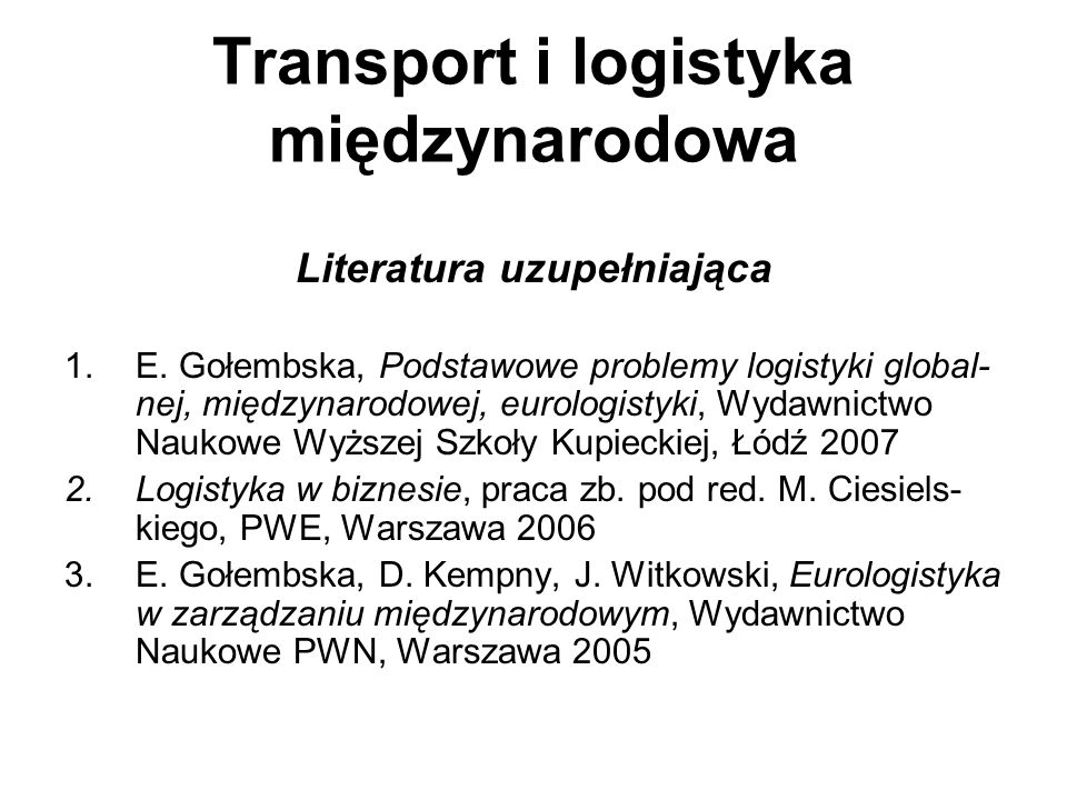 Transport i logistyka międzynarodowa