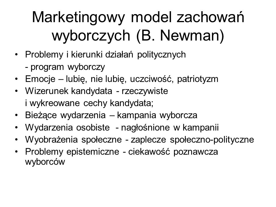Marketingowy model zachowań wyborczych (B. Newman)